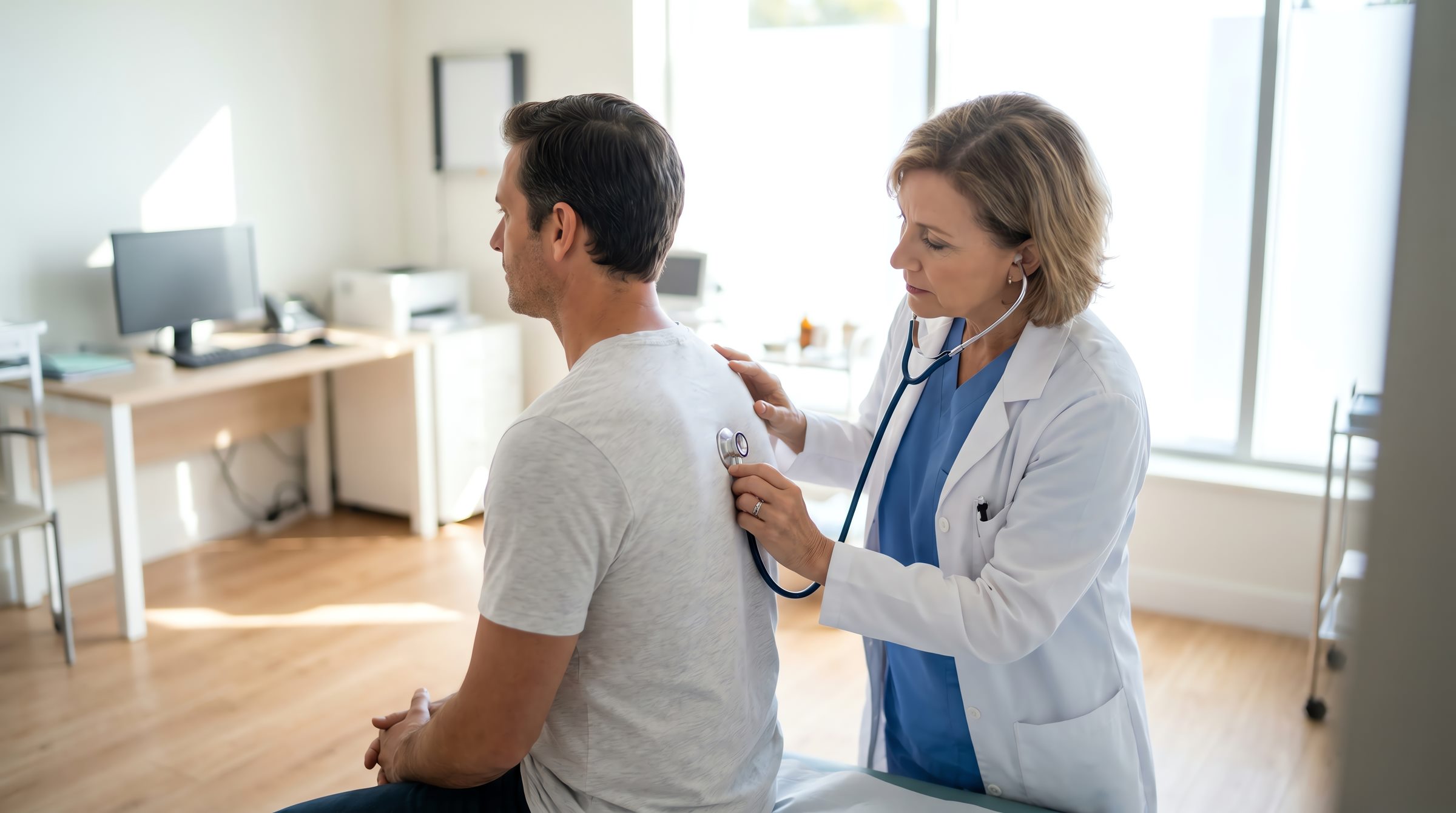 A GP examining a patient in consult